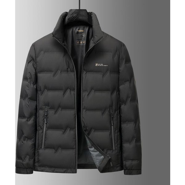 Chaqueta De Plumas Para Hombre Invierno Nueva Corta Cuello Alto Gruesa Chaqueta De Plumas De Pato Blanco Para JóVenes Y Personas De Mediana Edad 4XL Black-image