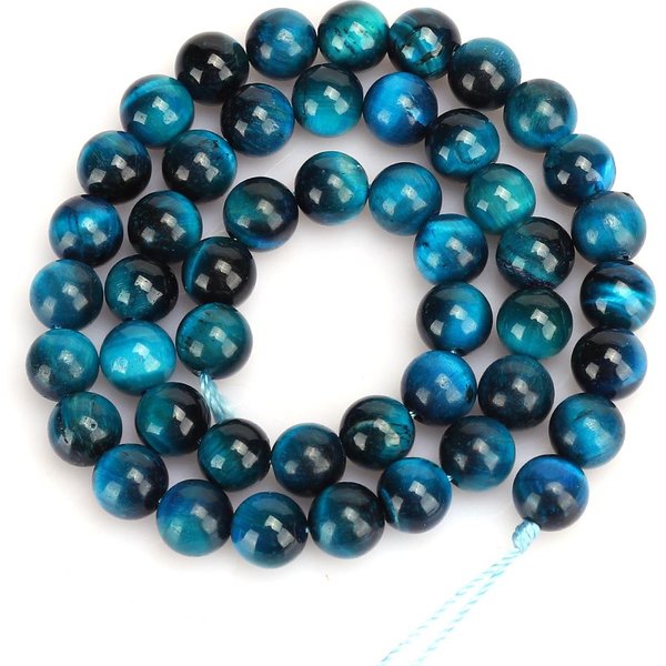 Kamień Naturalny Niebieskie Oko Tygrysie OkrąGłE Koraliki DIY BiżUteria Bransoletka Akcesoria Do Tworzenia 8Mm 48Szt Koraliki-image
