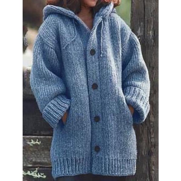Damski Zimowy Sweter Z DłUgim RęKawem W DużYm Rozmiarze, Kurtka Z Kapturem 4XL Niebieski-image
