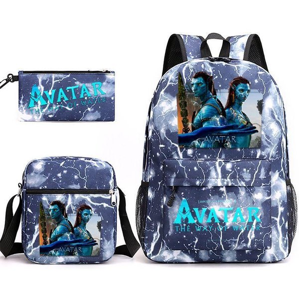 Set De Tres Piezas Avatar 2, Mochila Escolar, Bolso PequeñO De Hombro, Estuche, Estudiantes De Primaria Y Secundaria, Estudiantes De Bachillerato, Mochila. 3-Piece Schoolbag Set-image