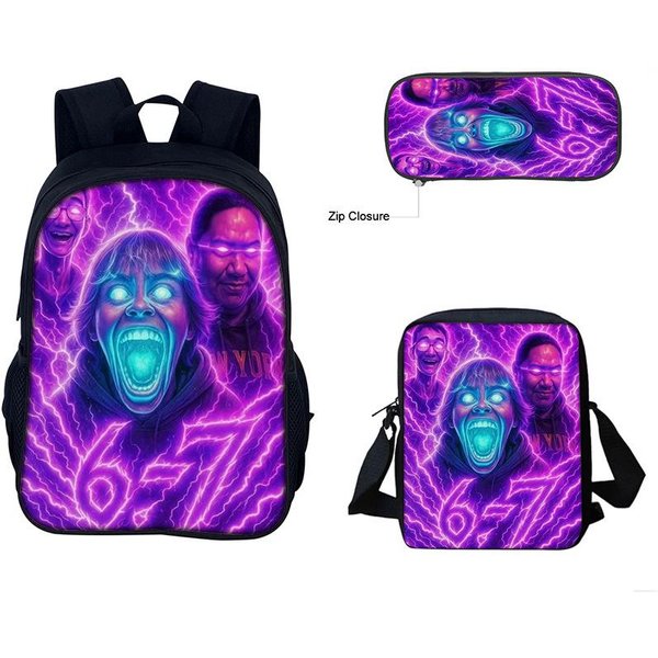 67,Seis Siete Set De 3 Piezas Mochila Escolar Infantil Con Bolso Al Hombro Estuches Mochilas Escolares Para NiñOs NiñAs Mejor Regalo-image