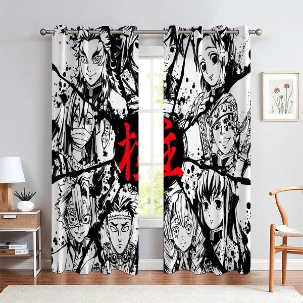Cortinas De Personaje De Anime De Dibujos Animados 3D Favorito De Los NiñOs DecoracióN De Dormitorio Cortinas De Anime 2 Paneles HabitacióN De NiñO NiñA Estudio DecoracióN De Ventana W50X130H(Cm)X2Pcs&Rod Pocket-image
