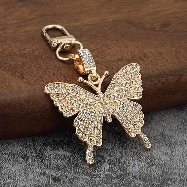 BłYszcząCy Motyl Z Cyrkonii KształT ZwierzęCia Stop Metalowy Torebka Plecak Brelok Do Kluczy Samochodowych Akcesoria Dla Kobiet Brelok Do Torebki 3PCS Black-image