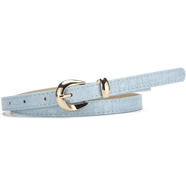 CinturóN Fino De Cuero PU Azul Moda Femenina Casual Accesorios Para Jeans Vestido CinturóN DiseñO Simple Hebilla De Pin Dorada Cintura 105CM Azul-image