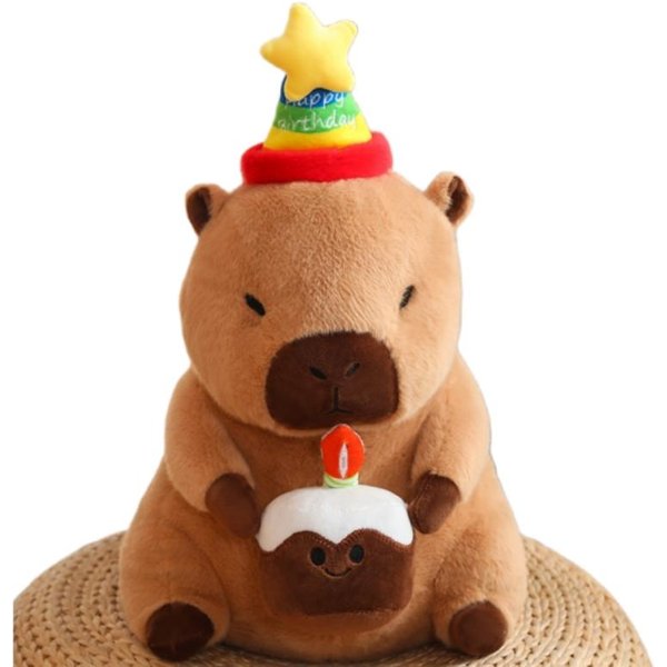 Kreatywna Kawaii Kapibara Pluszowa Lalka Poduszka Urodziny Bubble Tea Kwiatowa SzczęśLiwa Kapibara Pluszowa Zabawka Dla ChłOpcóW I Dziewczynek Prezent About 40Cm-image