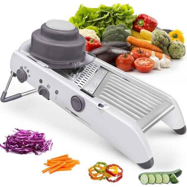 Lmetjma 18 En 1 Mandolina Ajustable Cortador De Verduras Acero Inoxidable Cortador De Verduras Cortador Juliana Para Patata Cebolla JT214 Gray-image
