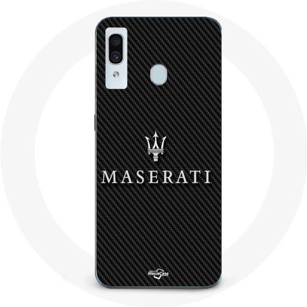 Funda - Maniacase - Samsung Galaxy A40 - Maserati - Blanco Fondo Carbono - Silicona Negra-image