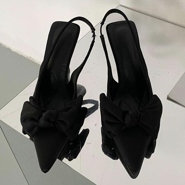 Letnie Damskie 7Cm Wysokie Obcasy Pompy SandałY Slingback Fetish MułY Damskie Eleganckie Motyle Kokarda śLubne Niskie Obcasy Buty Na Imprezę 36 White-image
