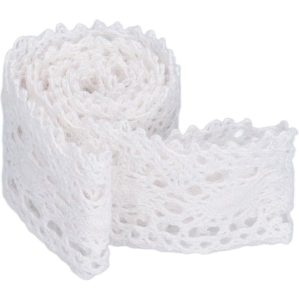 Ribete De Encaje DIY Red De AlgodóN Ancho 4Cm 10 Yardas Exquisita Cinta De Encaje Blanca Para Cortina Ropa White-image