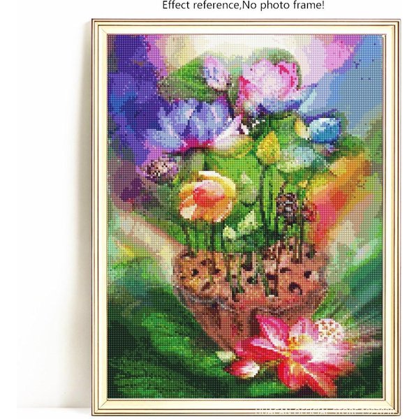 Pintura Diamante 5D Cuadrado Completo Flor Loto PedreríA Imagen Bordado Venta Diamante 20X30-image