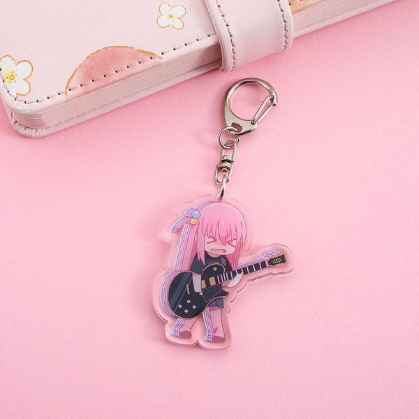 1/4 Szt. Figurki Anime Bocchi The Rock Akrylowy Breloczek Do Kluczy Samochodowych Wisiorek Do Plecaka Zabawne Zawieszki Do Torby Akcesoria Dekoracja Prezenty ŚWiąTeczne 5Cm Pink-image