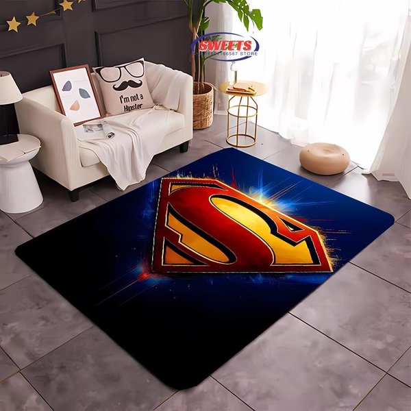 DC Superman Dywan AntypośLizgowy Dywanik Do Sypialni Salonu TrwałY MożNa Prać W Pralce Dekoracja Domu Mata PodłOgowa 40X60Cm (16X24In) Gray-image
