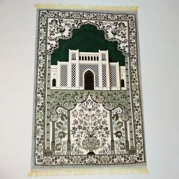 BrąZowy Kwiatowy Dywanik Modlitewny Vintage Islamski AntypośLizgowy Dywanik Z FręDzlami Do Salah 48X98CM-image