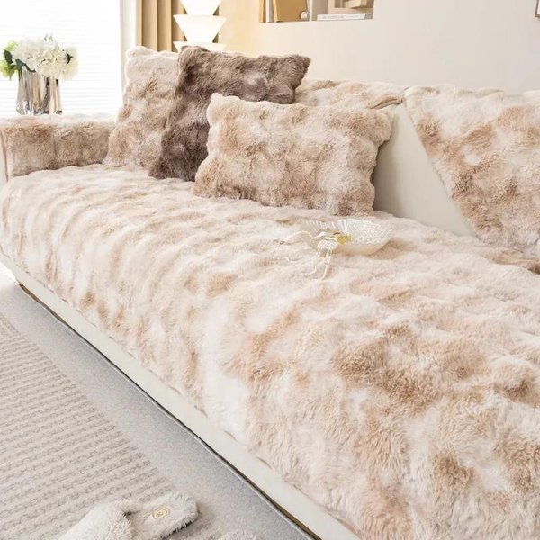 Funda De Sofá De Felpa Para Sala De Estar, CáLida Toalla De Sofá De Invierno, Alfombrilla De Sofá Antideslizante Universal, Manta De Sofá, CojíN De Sofá Grueso De Conejo 1Pc 30X50 Pillowcase-image