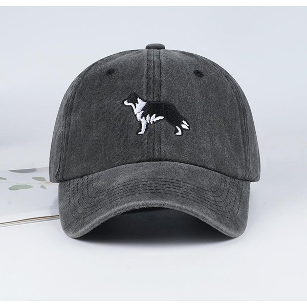 Mlfo Border Collie Haftowana PłUkana Czapka Baseballowa – Czapka Modowa Wiosna/Lato, Unisex, Regulowana Czapka PrzeciwsłOneczna, Czapka Codzienna-image