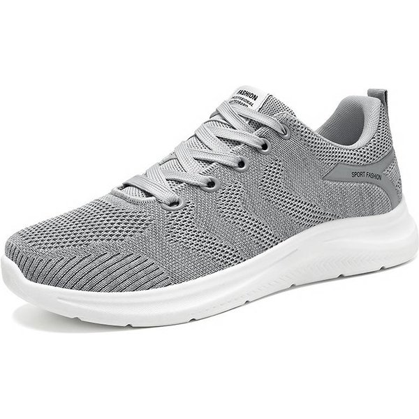 Zapatillas De Hombre Verano Nuevo Ligeras Y Transpirables Zapatillas De Running Para Exterior Malla Suela Blanda Transpirables Zapatos Casuales Voladores 40 Gray-image