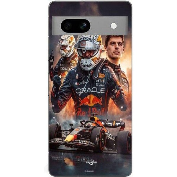 Funda De TeléFono - Maniacase - Google Pixel 7A - Silicona - Flexible - Fondo De Pantalla ArtíStico De Max Verstappen F1 Negro-image