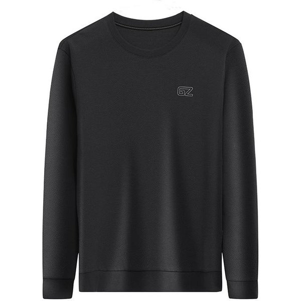 Sudadera Casual De Moda Para Hombre De Manga Larga, Color SóLido, Cuello Redondo, Camiseta Juvenil Xxxxl Black-image