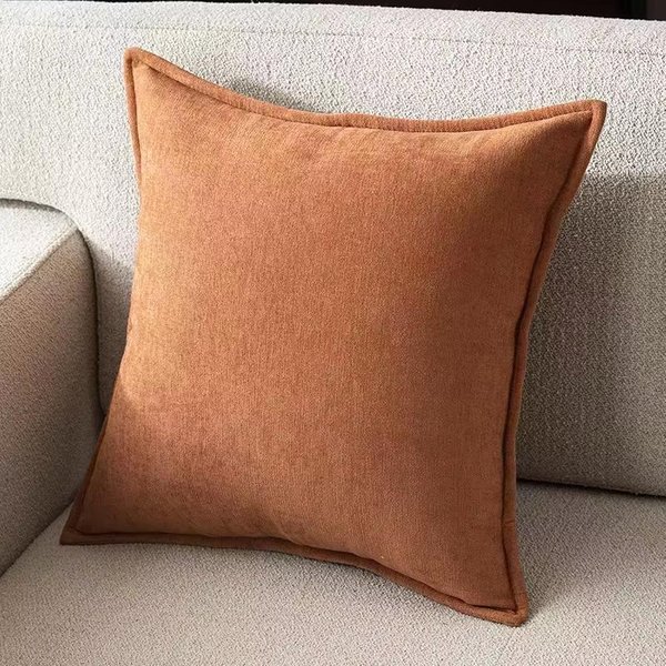 Funda Decorativa De CojíN De Chenilla Funda De Almohada TeñIda Con Borde Cosido Funda De CojíN Cuadrada Suave Para Sofá SillóN Sala De Estar 50X50Cm-image