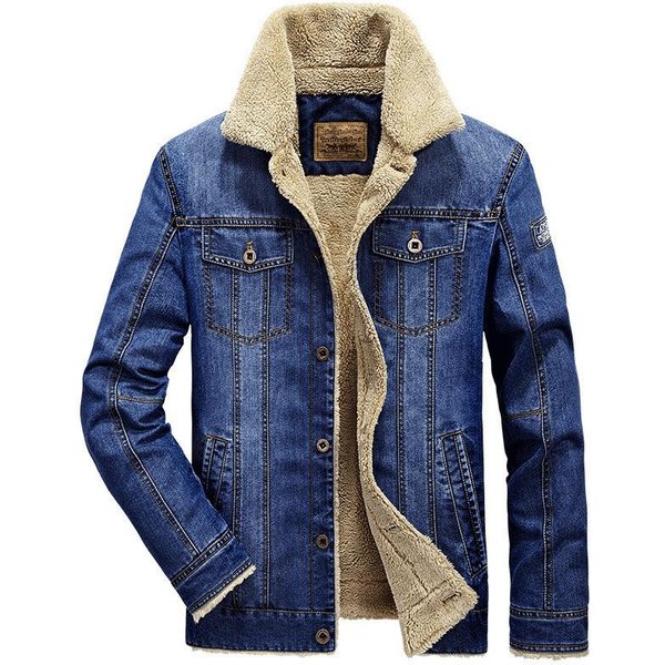 Chaqueta Vaquera De OtoñO E Invierno Para Hombre, Estilo Informal, De Moda, De Terciopelo, De Talla Grande, Con Acolchado De AlgodóN Grueso. Xxxl Beige-image