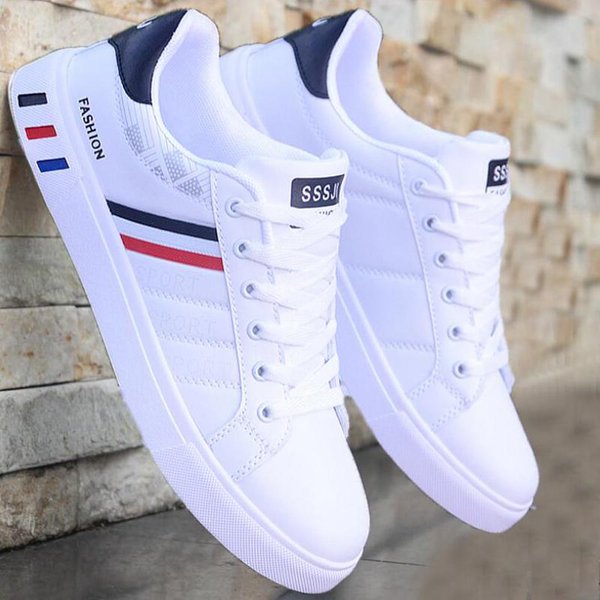 Zapatillas De Skate Para Hombre Planas Zapatillas Deportivas Zapatillas Hombre Ligeras CóModas Cuero Zapatos De Moda Zapatillas Hombre 47 48 39 White-image