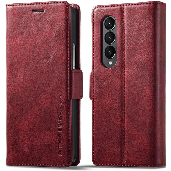 SkóRzane Etui Biznesowe Na Samsung Galaxy Z Fold 8 Ultra 7 6 5 4 3 Z Fold7 Magnetyczne Klapka Ochronna Slot Na Karty Portfel Pokrowiec Na Telefon Galaxy Z Fold 5 Czerwony-image