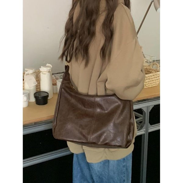 Bolso Bandolera Retro Para Mujer Nuevo De Moda VersióN Coreana Del Bolso Tote VersáTil De Gran Capacidad Bolso De Hombro Beige-image
