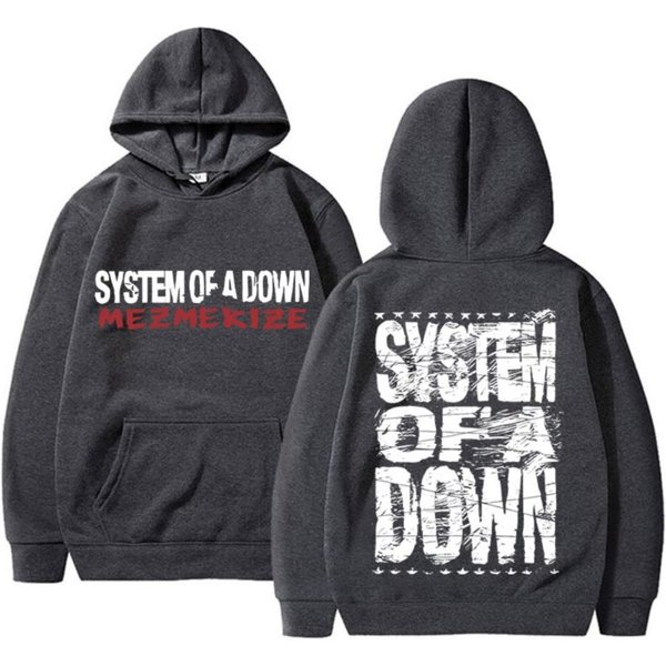 MęSka Damska Alternatywna Muzyka Metalowa Bluza MęSkie Gotyckie Bluzy Z Kapturem Rockowy Zespół System Of A Down Mezmerize Nadruk Bluza Z Kapturem 2XL Gray-image