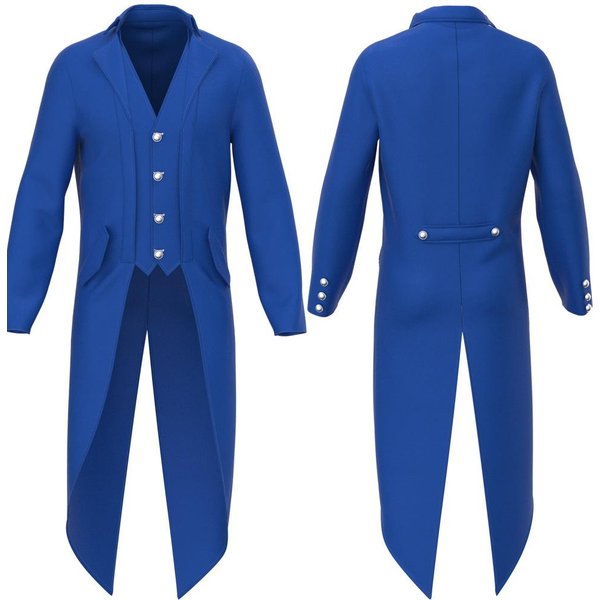 Traje De Chaqué Retro Para Hombre Chaqueta GóTica Steampunk Chaqueta Larga Victoriana Frac Cosplay Masculino Un BotóN Uniforme Golondrina L Azul-image