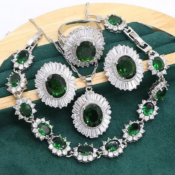 Conjunto De Collar Pendiente Pulsera Anillo Para Dama Lleno De Diamantes Conjunto De JoyeríA Para Dama 10 Yards Gray-image