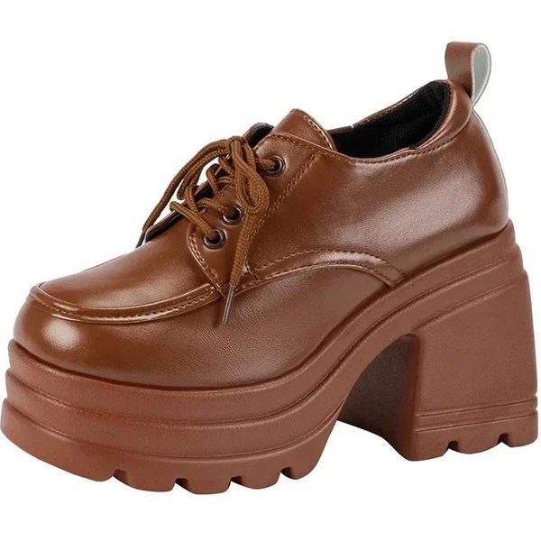 Lolita Buty Dla Kobiet Mary Jane Nowe Sznurowane Mokasyny DziewczęTa Studenci JK Jednolity Wysokie Obcasy Platforma Buty Cosplay Damskie Buty 37-image