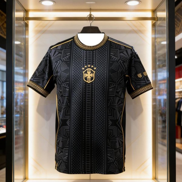 Camiseta De FúTbol Tendencia 2026 EdicióN Especial Brasil Para Hombres Y Mujeres Transpirable De Secado RáPido Y CóModa Camisetas Familiares Para NiñOs 2XL Black-image