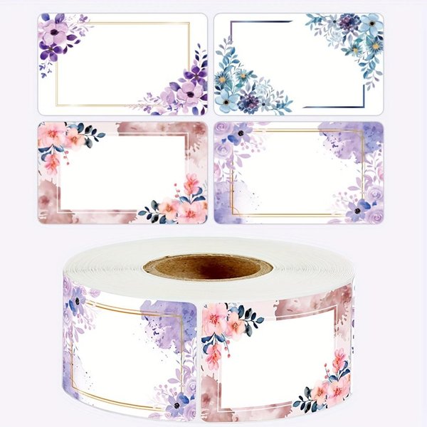 250 Unidades Etiquetas De Fecha Escriturables Con DiseñO Floral - Autoadhesivas, Pegatinas De Papel Desechables Para Contenedores Y Tarros De Almacenamiento De Alimentos Para Refrigerador De Cocina-image