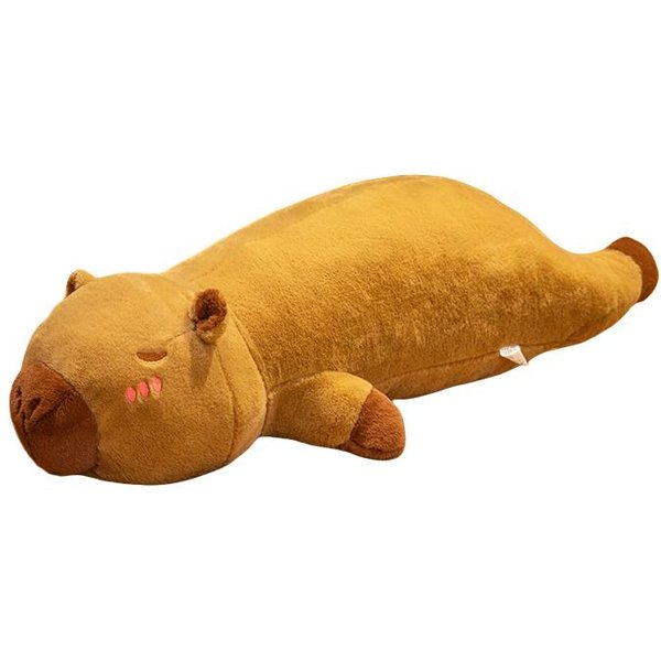 Kawaii Pluszowa Zabawka Kapibara Wypchana Kapibara Puszysta Lalka DłUgi Sen MięKka Poduszka Poduszka Na Sofę Zabawki Do Spania Do SzkołY BożE Narodzenie 80Cm BrąZowy-image