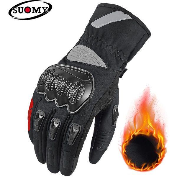 Suomy Damskie Zimowe CiepłE RęKawice Motocyklowe Damskie DziewczęCe Nowe RóżOwe 100% Wodoodporne Guantes Moto Luvas Ekran Dotykowy RęKawica Motocrossowa XXL Czerwony-image