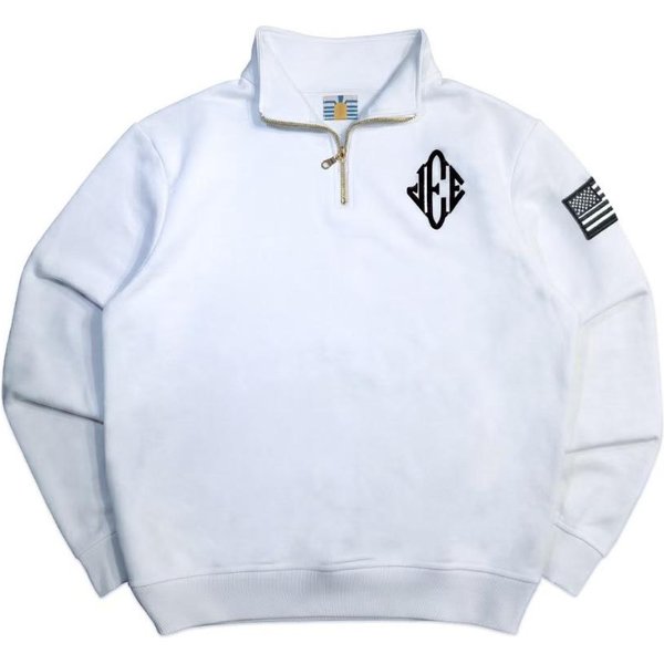 Sudadera FlowStreet Y2K Azul Marino Media Cremallera Parche Bordado Bandera Americana USA Chaqueta Hombres Mujeres Moda Urbana Vintage Tendencia Superior L White-image