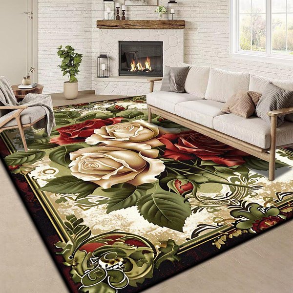 Retro Kwiatowy DużY Dywan 200X300 Cm Europejski Luksusowy Dywan Dekoracyjny Do Salonu AntypośLizgowy Do Sypialni Garderoby Zmywalna MięKka Mata 180*250Cm-image