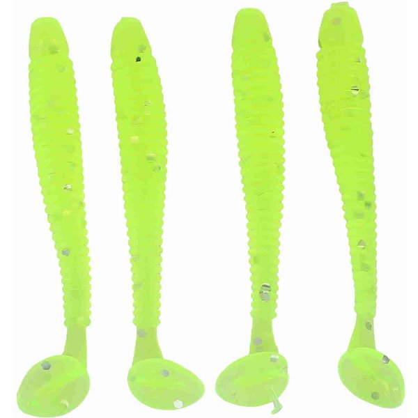 50 Szt. 5 Cm MięKkie Plastikowe PrzynęTy WęDkarskie T Tail Robaki PrzynęTy Akcesoria WęDkarskie Fluorescencyjny Zielony-image