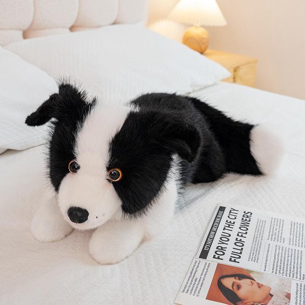 MuñEco Perro Cachorro Border Collie Relleno 40/50Cm Juguete De Peluche Relleno Perro Cachorro Border Collie Negro Café Gris MarróN Animal De Peluche Regalo De CumpleañOs 50Cm-image