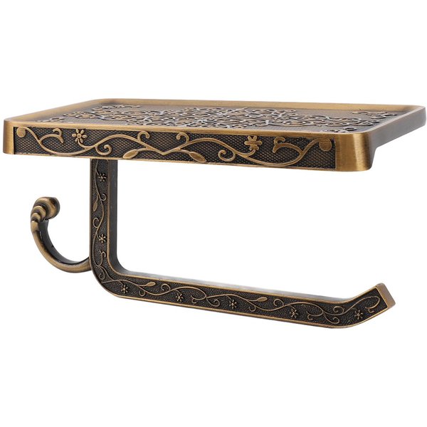 Uchwyt Na Papier Toaletowy Z PółKą Ze Stopu Aluminium Do MontażU Na śCianie Vintage Retro Dozownik Na Rolkę Chusteczek Do łAzienki-image