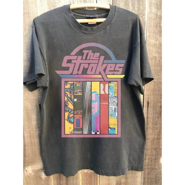 Camiseta De La Banda The Strokes Camiseta De Banda De Rock Gris CarbóN Unisex Camiseta Hombre Mujer D131 L Black-image
