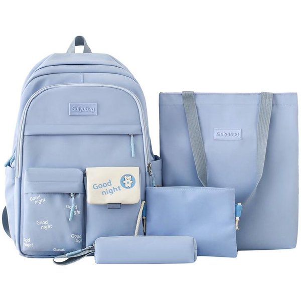 Mochila Escolar Para Estudiantes De Primaria Y Secundaria Mochila Para TutoríAs VersióN Coreana De Cuatro Piezas Mochila PequeñA Fresca De Gran Capacidad Mochila Escolar Para Estudiantes Gray-image