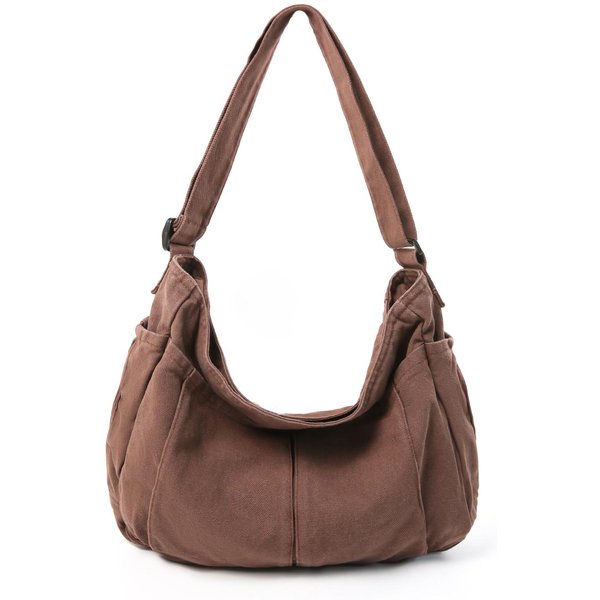 PłóCienne Torby Na Ramię DużEj PojemnośCi Damskie BawełNiane Torby Listonoszki KoreańSkie Satchele Jednolite Torby Crossbody Brown-image