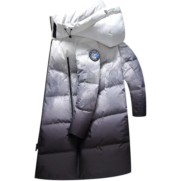 Chaqueta De PlumóN Para Hombre Con Capucha Desmontable De Invierno, Engrosada, Hasta La Rodilla, Juvenil, Chaqueta De PlumóN áRtica, Chaqueta De PlumóN Para Exteriores XL Gray-image