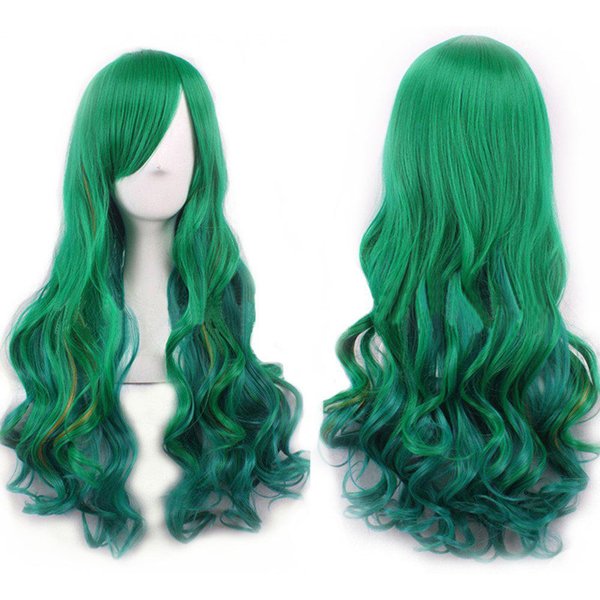 Soowee Syntetyczne Peruki Ombre Do Cosplayu Z Grzywką Zielony Kostium Lolita Peruka 28Inches Zielony-image
