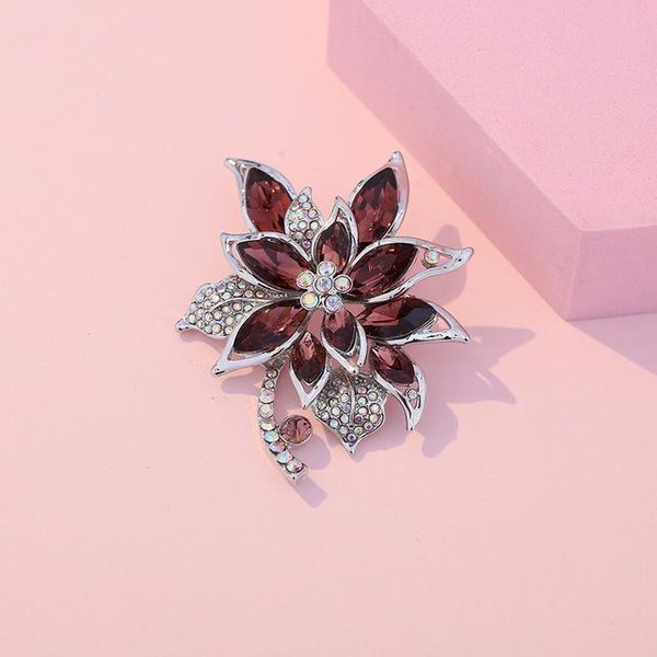 Broche Flor Femenino Pin De Hebilla Fija Pin Antideslumbrante PráCtico Hebilla Para Bufanda De Seda Hebilla De Esquina Para Ropa DecoracióN De Ramillete PúRpura-image
