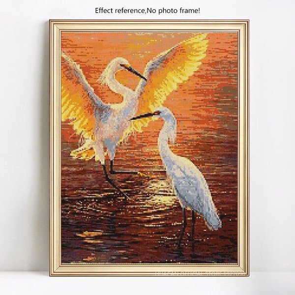 Diamentowe Malowanie BiałY żUraw Rhinestone Mozaika Diamentowa Haft Cross Stitch 20X30CM-image