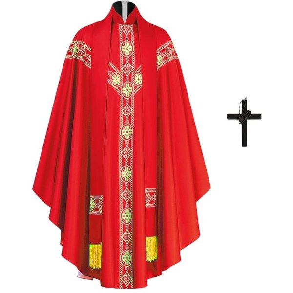 Casulla De Sacerdote CatóLico Vestimenta Para Misa En La Iglesia TúNica Con Estola Y Collares XXL-image