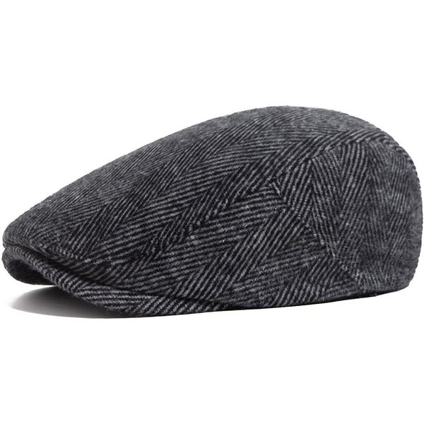 Vintage DużY JodełKowy Beret MęSki Jesień Zima CiepłA Casualowa Czapka Gazeciarza Moda Damska PłAski Kapelusz DwurzęDowy Regulowany Gray-image