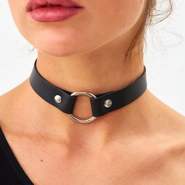 SkóRzany Choker W KształCie Serca - Regulowany Gotycki Naszyjnik - Punkowy KołNierz Prezent Dla Kobiet Brown-image